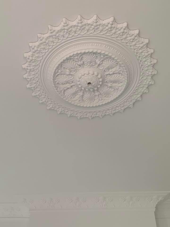 Decorative ceiling rose plaster detail